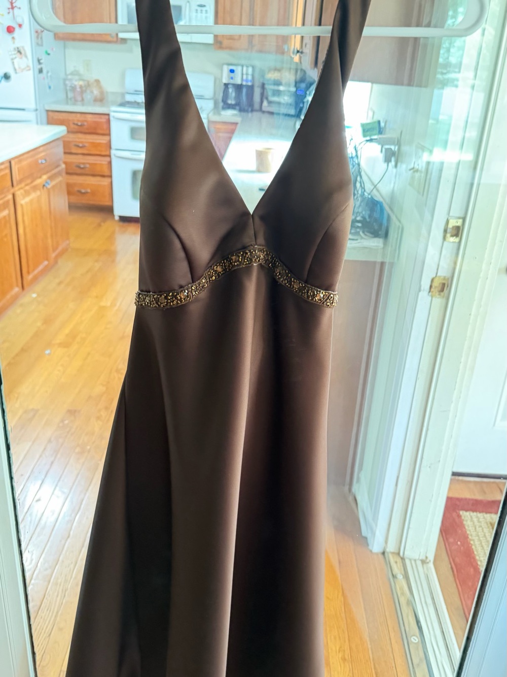 Vintage Dave and Johnny by Laura Ryner Y2K Chocolate Brown Beaded Dress. - Picture 6 of 13